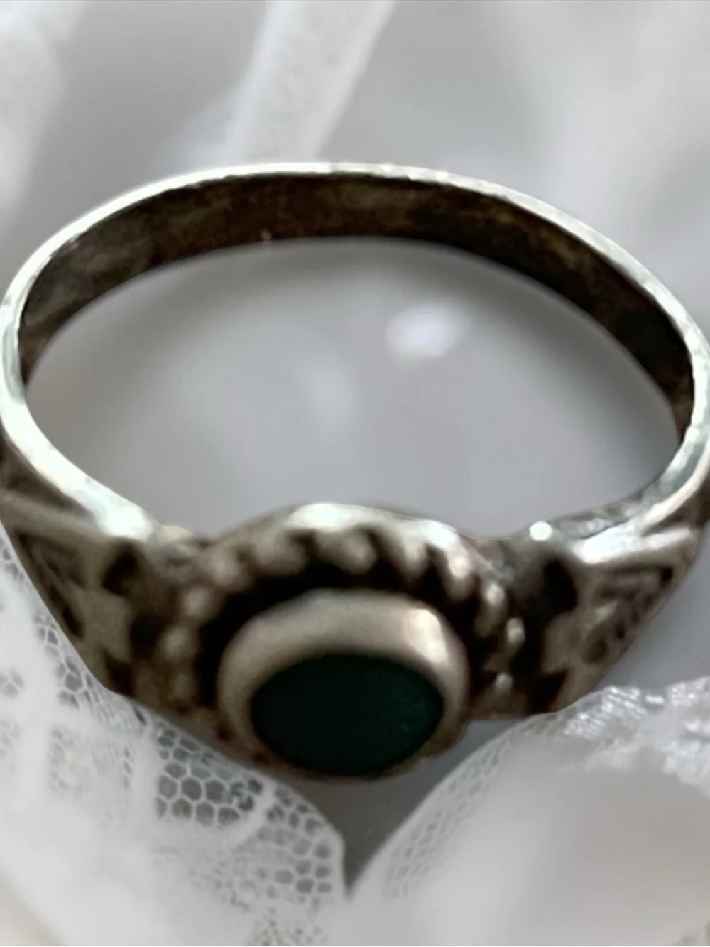 Sterling Silver Green Stone Women's Ring